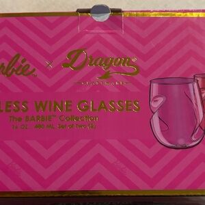 Barbie Pink Stemless Wine Glasses Set
